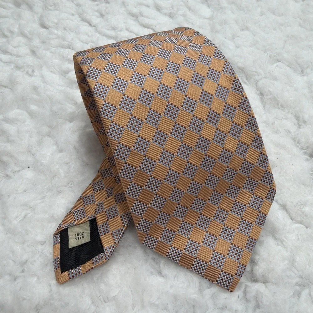 BURBERRY Current Silk Mens Tie Checkerboard Mosaic Made In Italy Wedding Formal